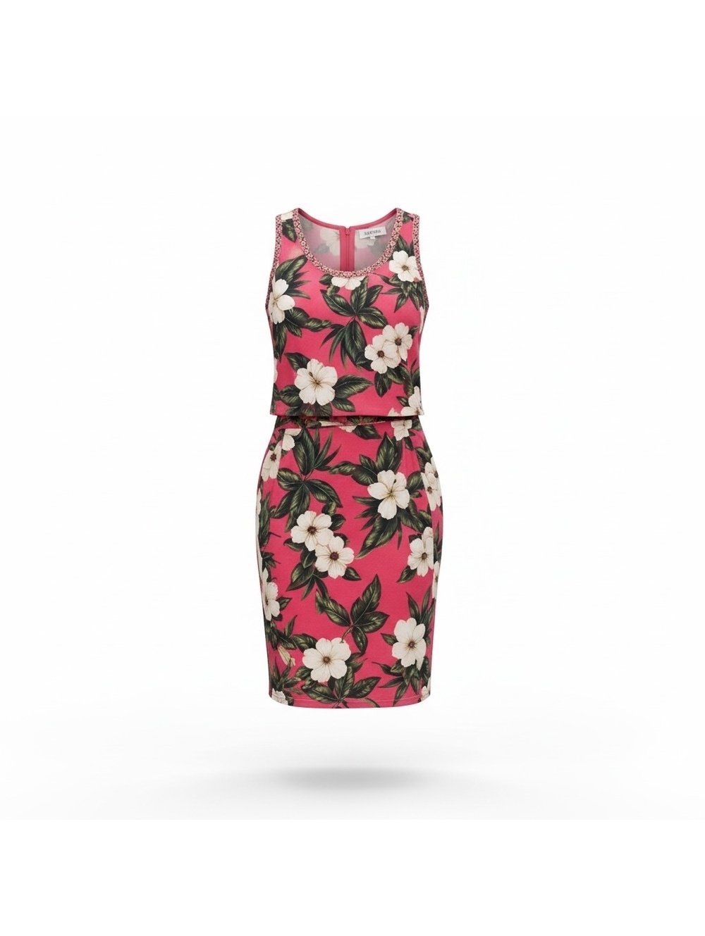 Pink Floral Silk Top & Skirt Set